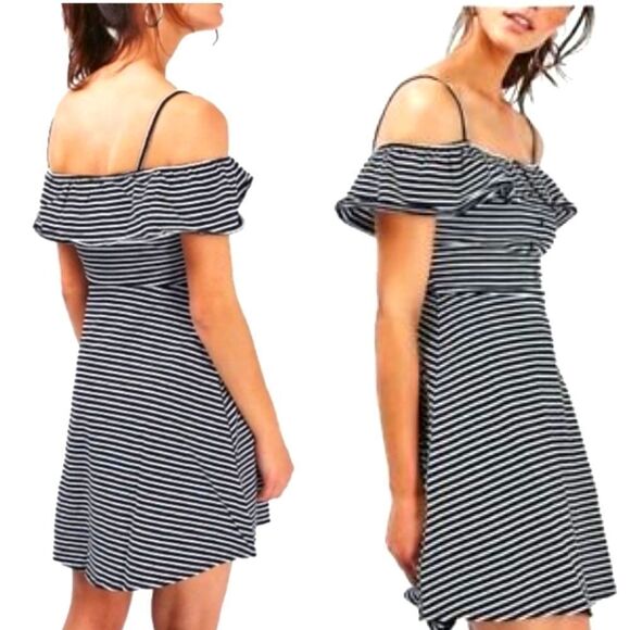 Topshop Dresses & Skirts - New Condition Striped Off-Shoulder Dress